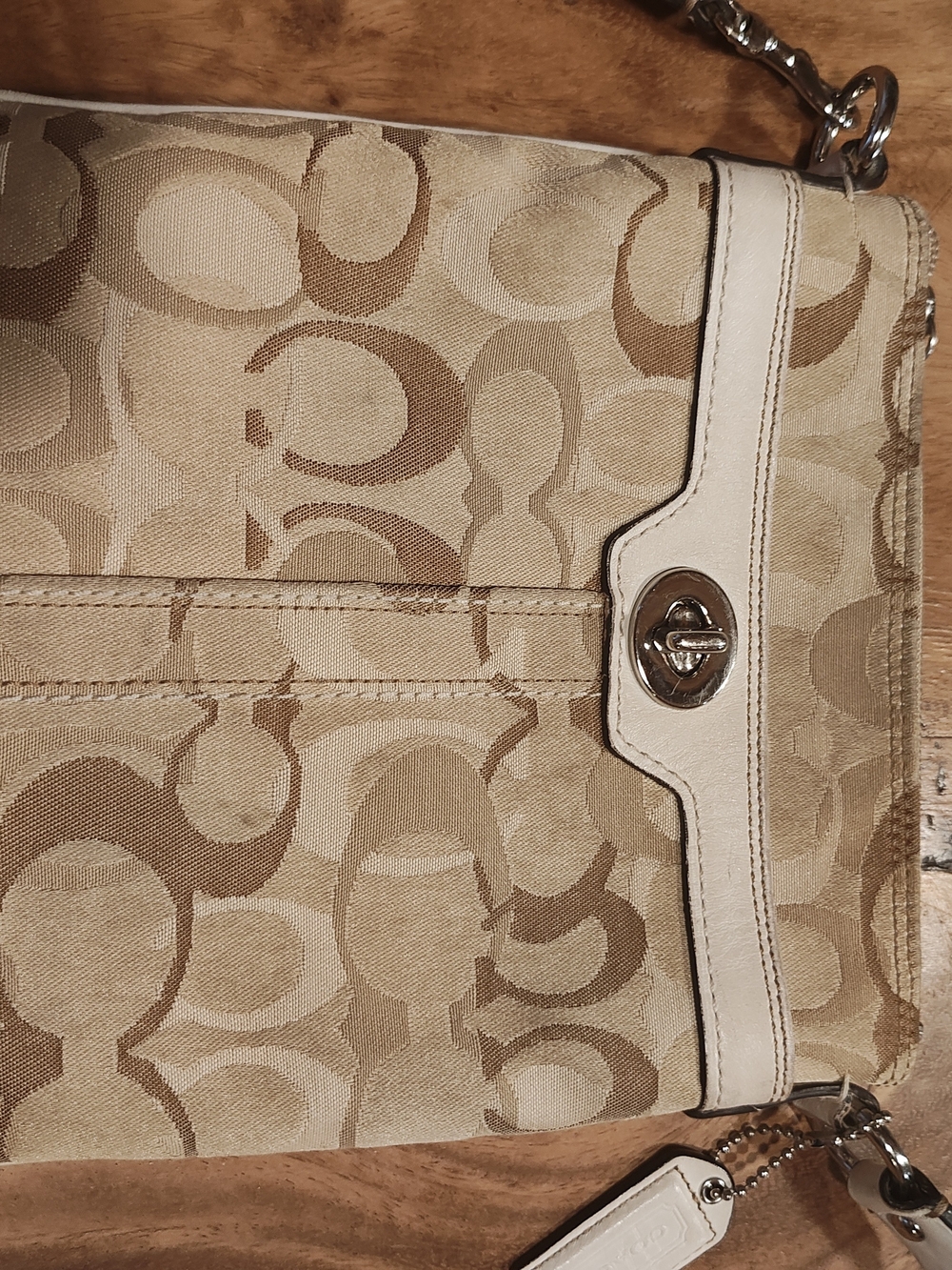 Coach Beige Signature Canvas Crossbody Bag